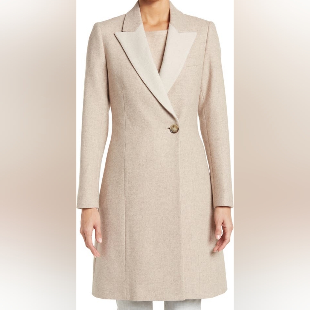 NWT REISS | Mandie Contrast Collar Mid-Length Coat - Picture 10 of 12